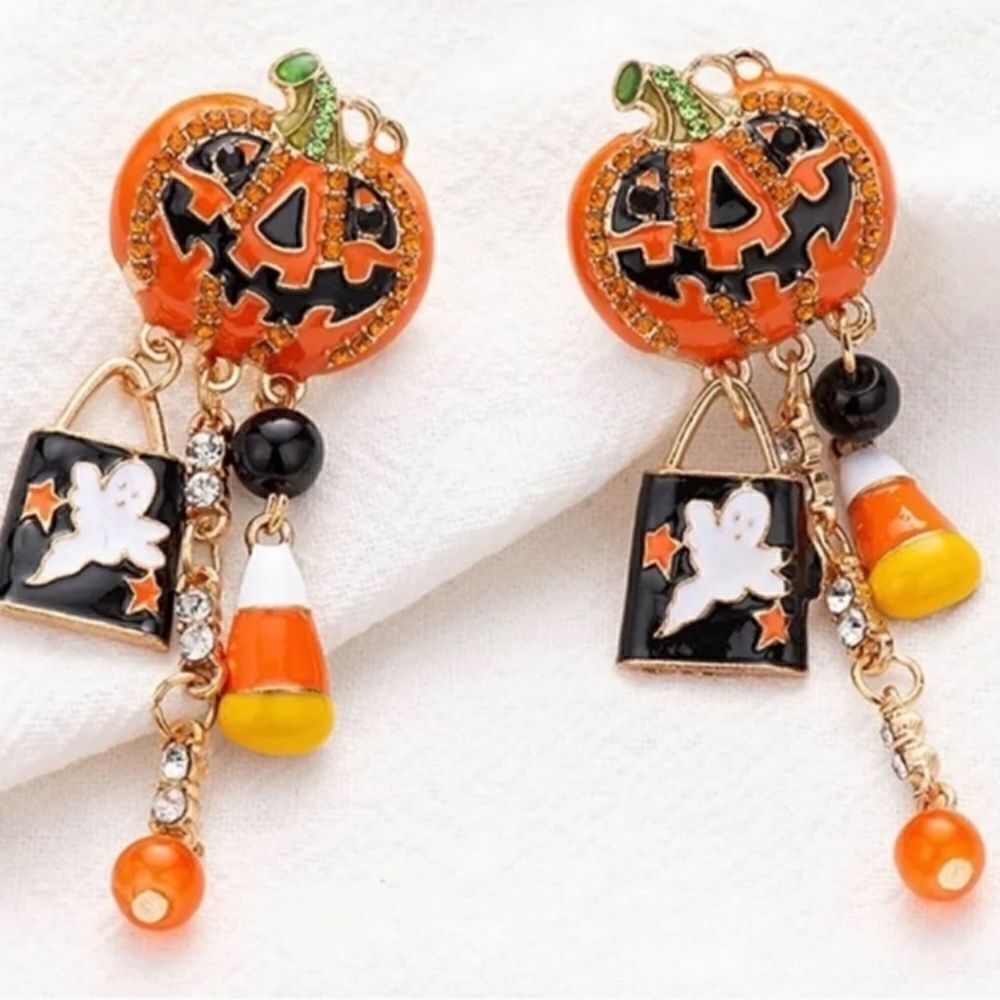 Halloween Pumpkin Dangle Drop Earrings